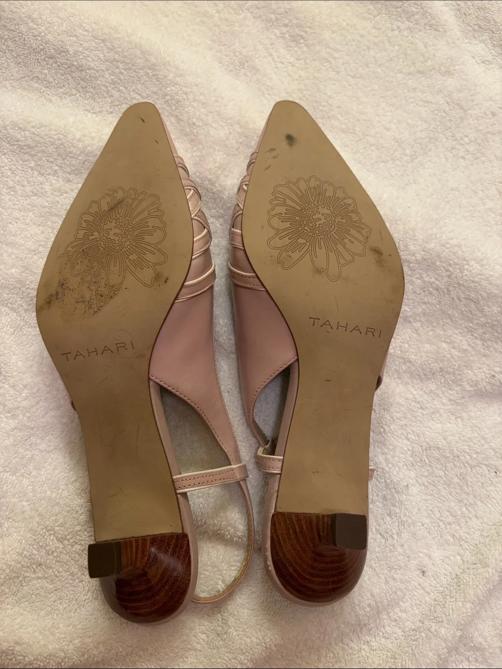 Tahari Pink Pointed-Toe Slingback Low Heels